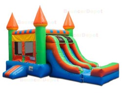 Double Lane Castle Bounce House w/ Slide
